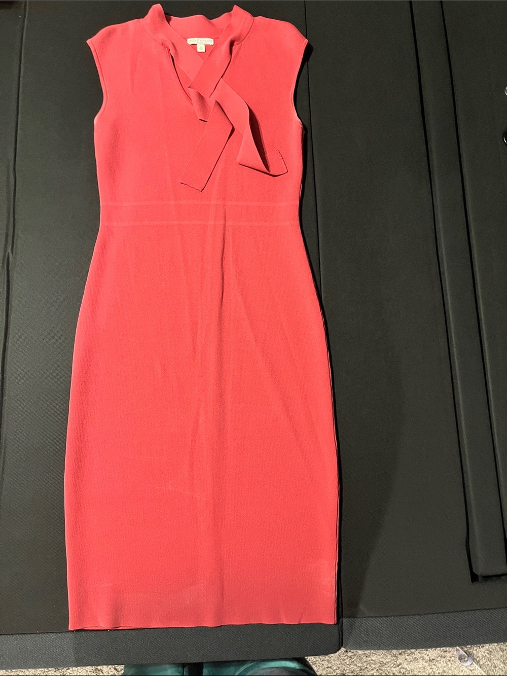 eva mendes for New York & Company Coral Tie-Neck Midi Dress